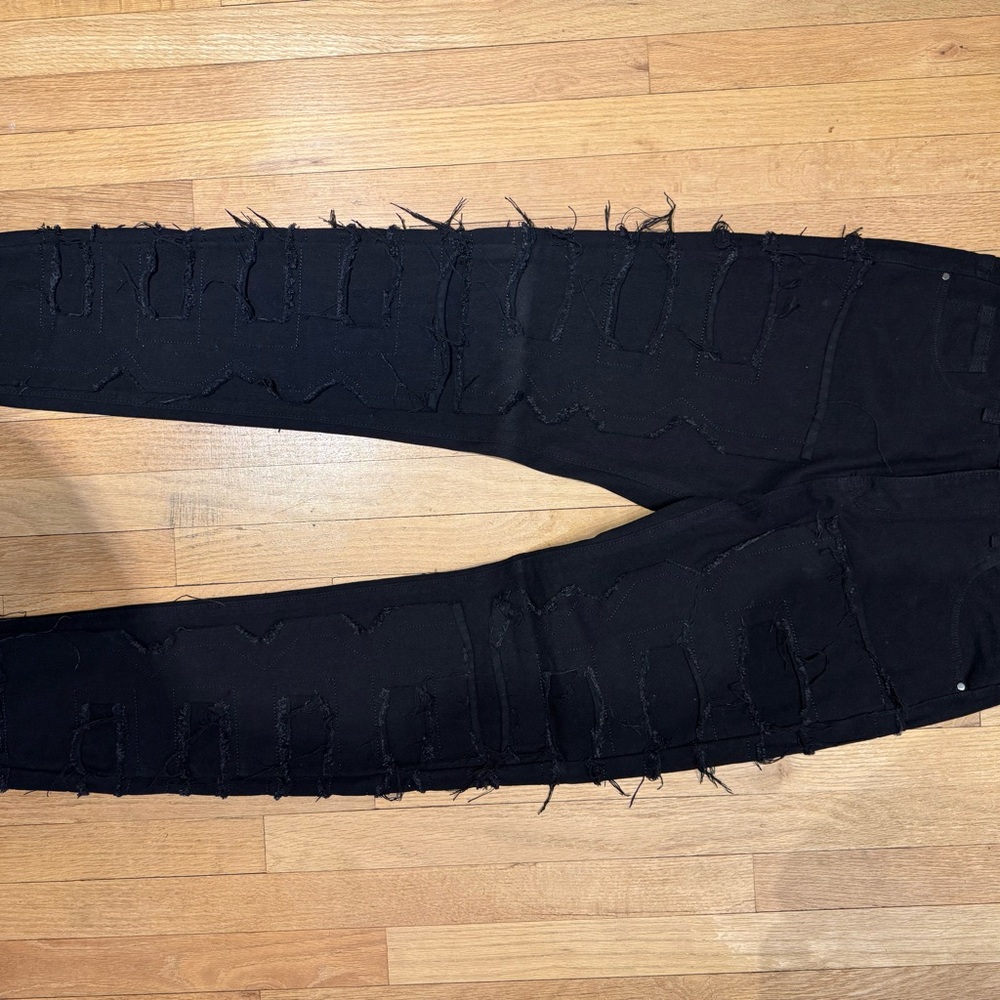 Distressed Black Men’s Stack Jeans
